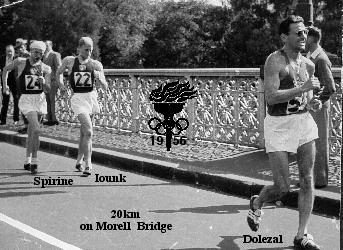 The first walkers crossing the Morrell St bridge near the end of the 20 km event